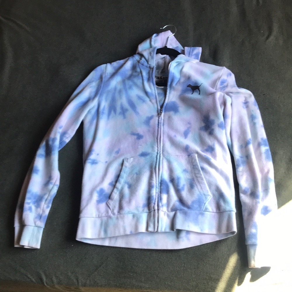 Pink tie dye zip up